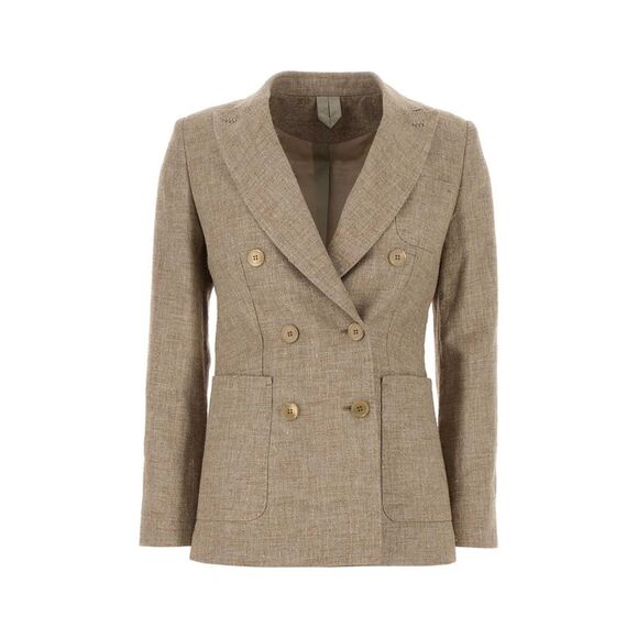 Max Mara Women Cappuccino Linen Blend Targa Blazer